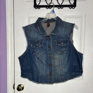 Blue Denim Sleeveless Vest